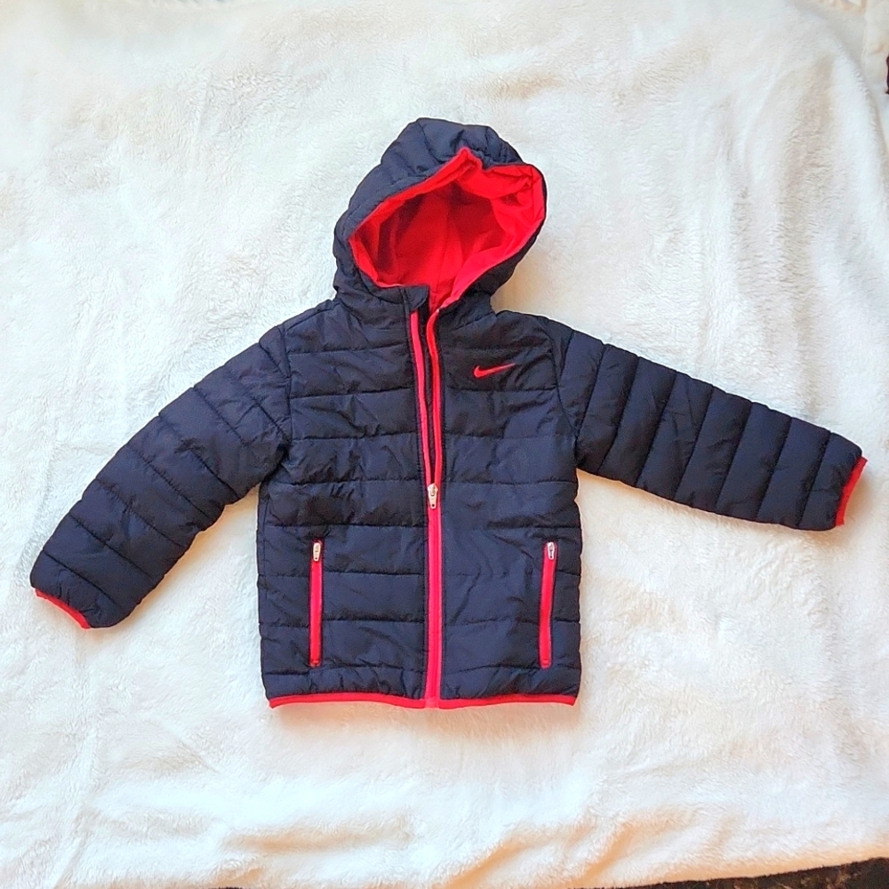 Nike Kid's Black & Red Nike Puffer Coat, Sz 6